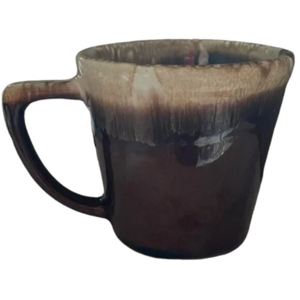 Vtg McCOY brown drip glaze D handle ceramic MCM mug 8oz